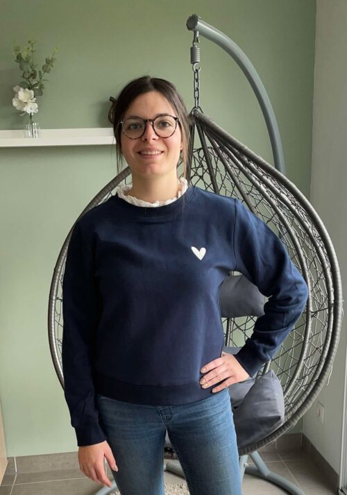 Sweat col dentelle brodée "cœur"