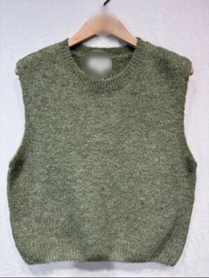Pull sans manche vert