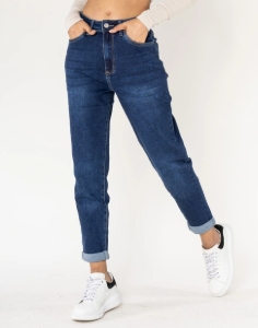 Jeans mom bleu foncé