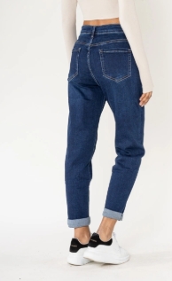 Jeans mom bleu foncé – Image 2