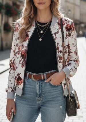 Bombers blanc fleuri