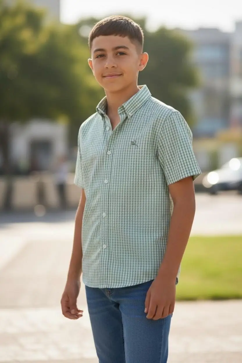 Chemise a carreaux verte