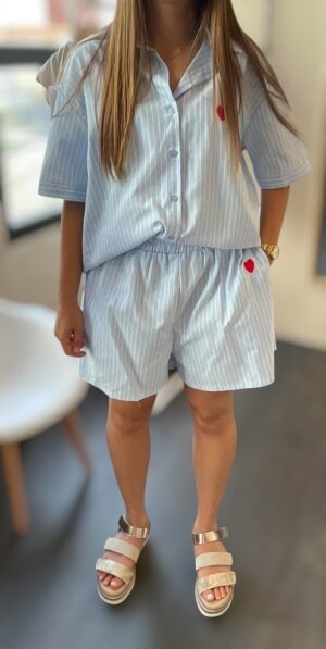Ensemble short chemise bleu
