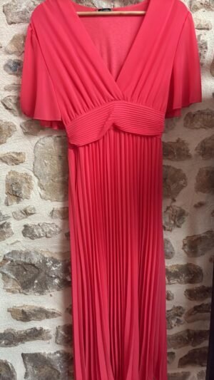 Robe ceremonie manche corail