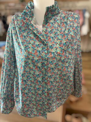Chemise fleuri bleu