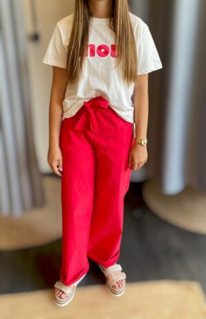 Pantalon rouge ceinture