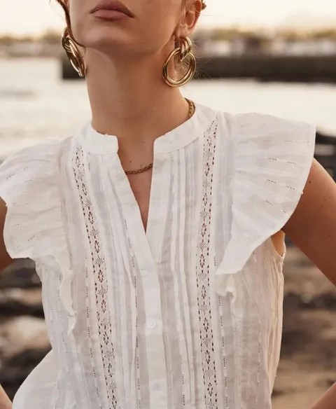 Tshirt blanc col V