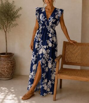 Robe longue bleu