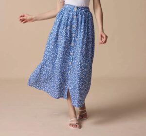 Jupe bleu boutons