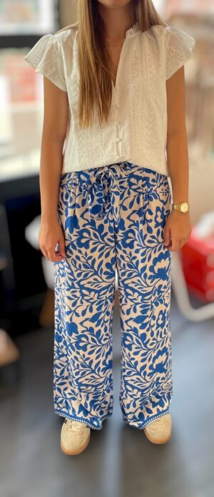 Pantalon floral bleu