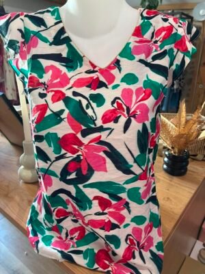 Tshirt fleuri bleuté