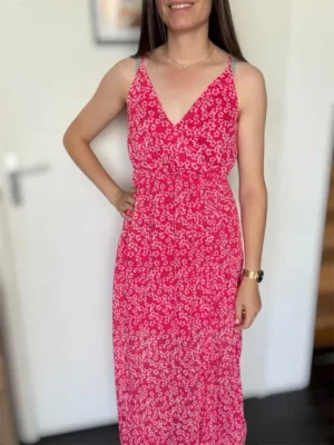 Robe longue bretelle fushia