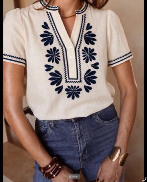 Blouse manche bleu