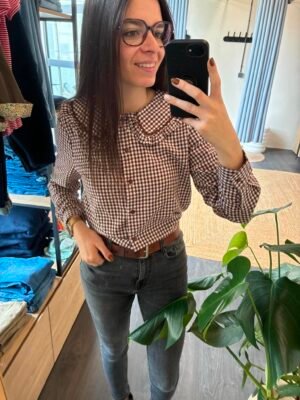 Chemisier col claudine marron